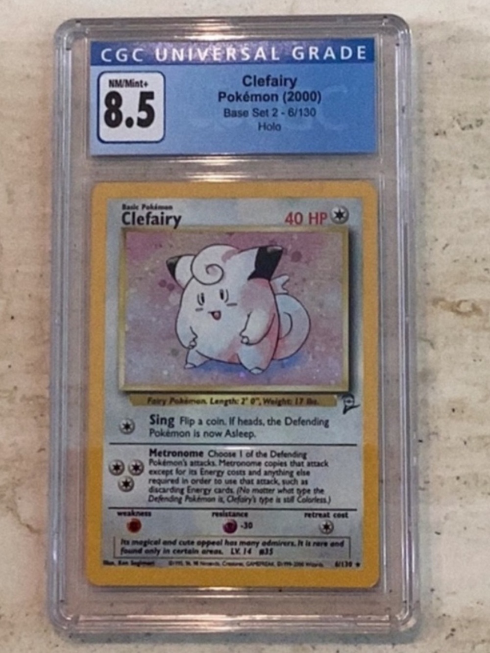 Pokemon Clefairy 2000 Base Set 2 Holo Rare 6/130 CGC 8.5 TCG #6